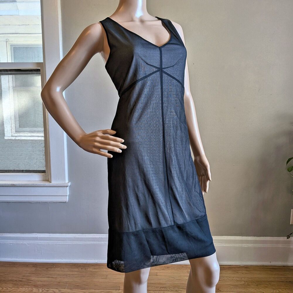 Vintage Y2K Express Mesh Mini Dress Black LBD Party Whimsigoth Size 7/8